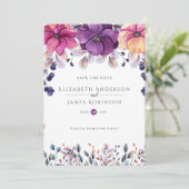 Magenta Floral Save the Date digital oder gedruckt Einladung (Stehend Vorderseite)