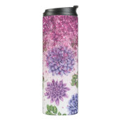 *~* Magenta Floral Sukkulärer Glitzer Girly Thermosbecher (Nach links gedreht)