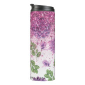 *~* Magenta Floral Sukkulärer Glitzer Girly Thermosbecher (Nach rechts gedreht)