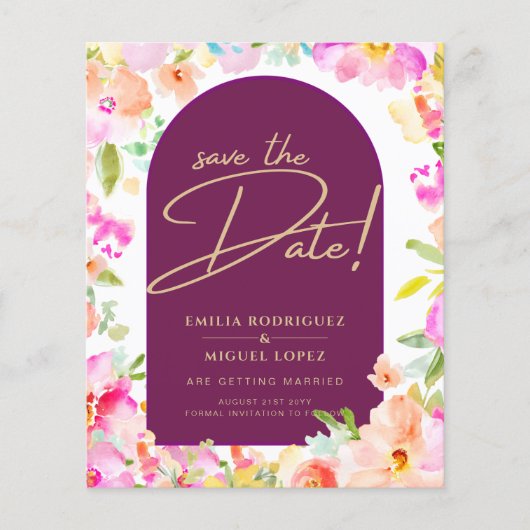 Magenta Floral Wedding Flyer (Vorne)