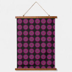 Magenta Florale Blüte Moderne Botanische Blume Wandteppich Mit Holzrahmen