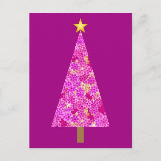 Magenta florentaler Weihnachtsbaum Feiertagspostkarte (Vorderseite)