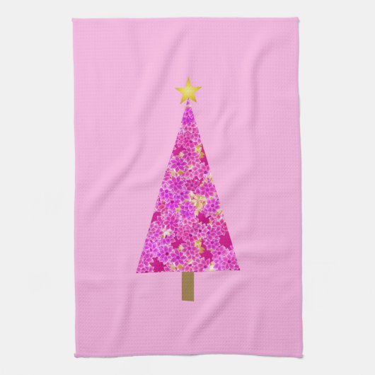 Magenta florentaler Weihnachtsbaum Handtuch (Vertikal)