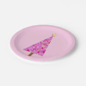 Magenta florentaler Weihnachtsbaum Pappteller (Schrägansicht)