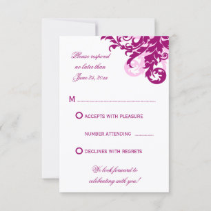 Magenta Flourish Hochzeit-RSVP-Karten RSVP Karte