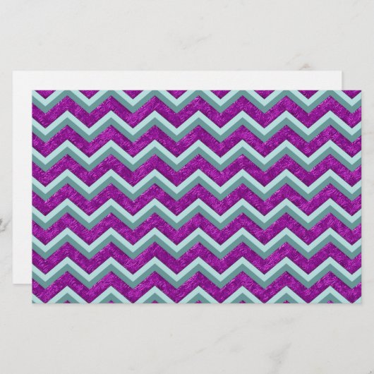 Magenta Foil und Aquamarines ZigZag Muster Briefpapier (Vorne/Hinten)