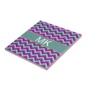 Magenta Foil und Aquamarines ZigZag Muster Fliese (Seite)