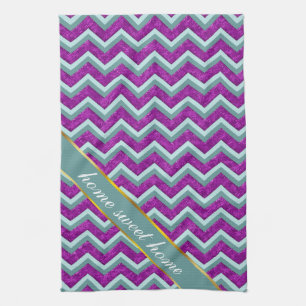 Magenta Foil und Aquamarines ZigZag Muster Handtuch