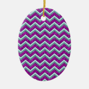 Magenta Foil und Aquamarines ZigZag Muster Keramik Ornament