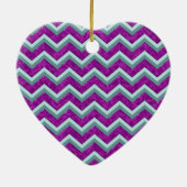 Magenta Foil und Aquamarines ZigZag Muster Keramikornament (Hinten)
