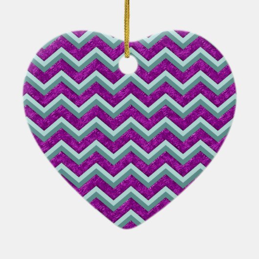 Magenta Foil und Aquamarines ZigZag Muster Keramikornament (Hinten)