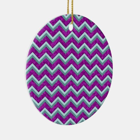 Magenta Foil und Aquamarines ZigZag Muster Keramikornament (Rechts)