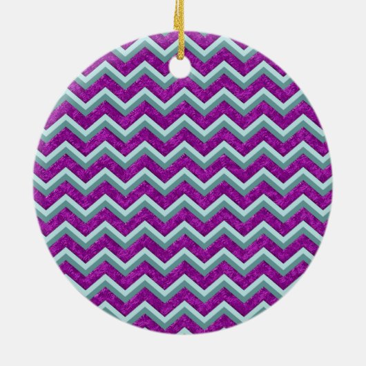 Magenta Foil und Aquamarines ZigZag Muster Keramikornament (Hinten)