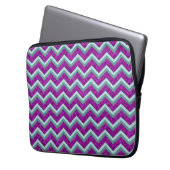 Magenta Foil und Aquamarines ZigZag Muster Laptopschutzhülle (Vorderseite Links)