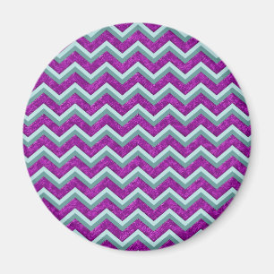 Magenta Foil und Aquamarines ZigZag Muster Magnet