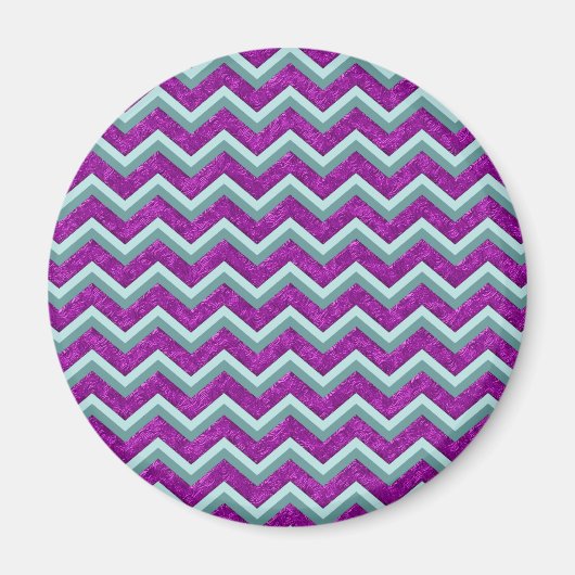 Magenta Foil und Aquamarines ZigZag Muster Magnet (Vorne)