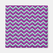 Magenta Foil und Aquamarines ZigZag Muster Magnet (Vorne)