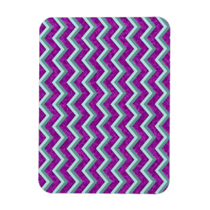 Magenta Foil und Aquamarines ZigZag Muster Magnet