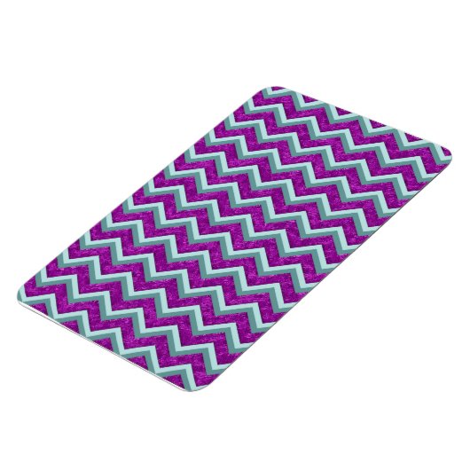 Magenta Foil und Aquamarines ZigZag Muster Magnet (Linke Seite)