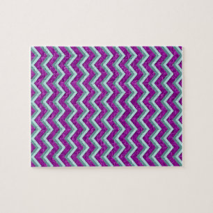 Magenta Foil und Aquamarines ZigZag Muster Puzzle