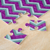 Magenta Foil und Aquamarines ZigZag Muster Puzzle (Seite)