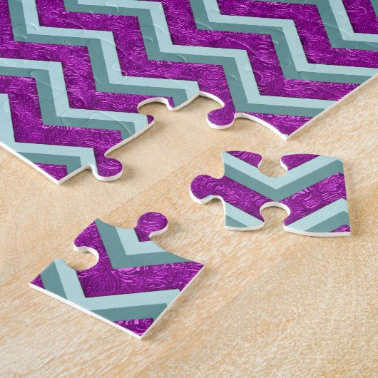 Magenta Foil und Aquamarines ZigZag Muster Puzzle (Seite)