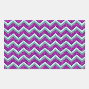 Magenta Foil und Aquamarines ZigZag Muster Rechteckiger Aufkleber