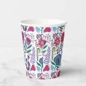 Magenta Folk Art Floral Pattern Pappbecher (Rechts)