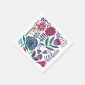 Magenta Folk Art Floral Pattern Serviette (Ecke)