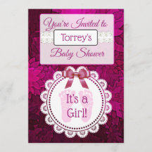 Magenta Footprints Mädchen's Baby Shower Einladung