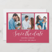 Magenta Foto Collage Wedding Save The Date (Vorderseite)