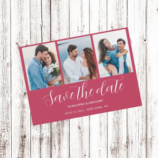 Magenta Foto Collage Wedding Save The Date