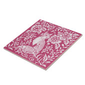 Magenta Fox Animal Nature Woodland Floral Fliese (Seite)