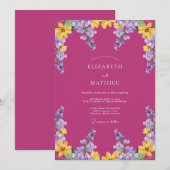 Magenta fröhliche Sommerhochzeit Einladung (Vorne/Hinten)