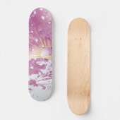 Magenta Fuchsia Plum Mauve Lila Sky Gold Sunset Skateboard (Vorderseite)