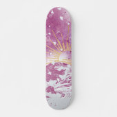 Magenta Fuchsia Plum Mauve Lila Sky Gold Sunset Skateboard (Vorne)