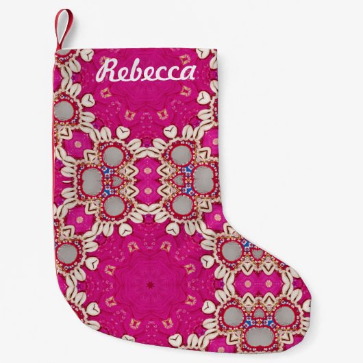 magenta fuchsia Stammes Hippie Sinti und Roma bohe Kleiner Weihnachtsstrumpf (Vorderseite)