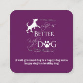 Magenta Funny Zitat Dog Grooming Quadratische Visitenkarte (Rückseite)