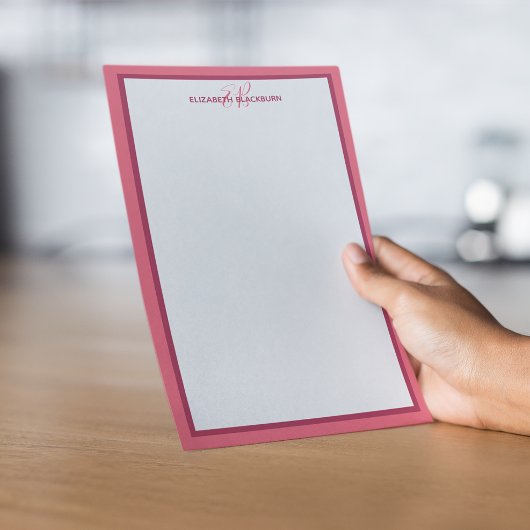 Magenta für Personalisierte Namen Monogram Initial Briefpapier