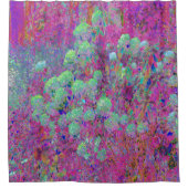 Magenta Garden mit Aqua Hydrangea Blume Duschvorhang (Vorderseite)