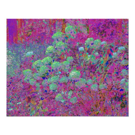 Magenta Garden mit Aqua Hydrangea Blume Poster (Vorderseite)