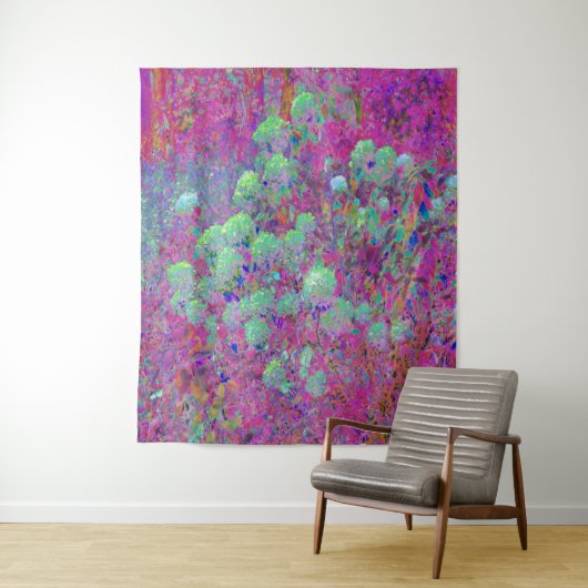Magenta Garden mit Aqua Hydrangea Blume Wandteppich (Beispiel)