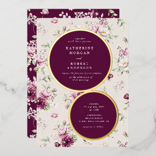 magenta Garten Blumen Hochzeit Folieneinladung