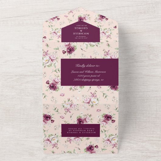 magenta Gartenblumengarten (kein ENV erforderlich) All In One Einladung (Außenbereich)