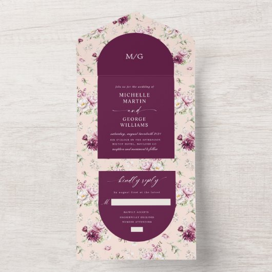 magenta Gartenblumengarten (kein ENV erforderlich) All In One Einladung (Innen Boden)