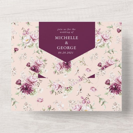 magenta Gartenblumengarten (kein ENV erforderlich) All In One Einladung (Rückseite)