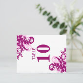 Magenta Geblüht Tischnummer Card (Stehend Vorderseite)
