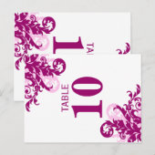 Magenta Geblüht Tischnummer Card (Vorne/Hinten)