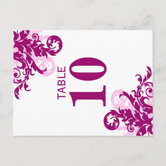 Magenta Geblüht Tischnummer Card (Vorderseite)