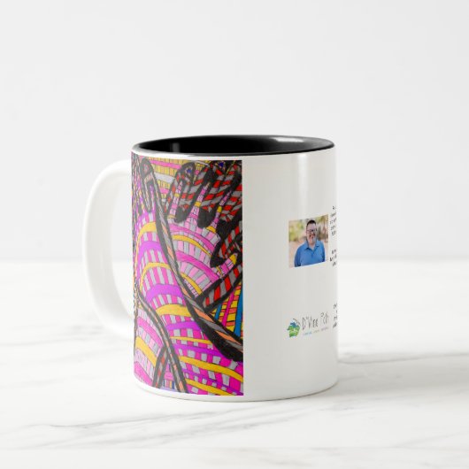 Magenta & Gelbe Hände Kaffee Tasse (Vorderseite Links)